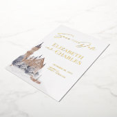 Kasteel Engels Manor Oude Kerk Save The Date Folie Uitnodiging (Gedraaid)