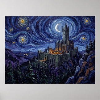 Kasteel Frankenstein Sterrennacht Horror Landschap Poster