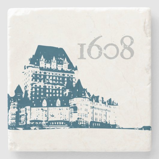 Kasteel Frontenac 1608 Quebec fleur de Lis Stenen Onderzetter (Voorkant)