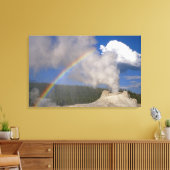Kasteel Geyser met regenboog, Yellowstone National Canvas Afdruk (Insitu (Woonkamer))