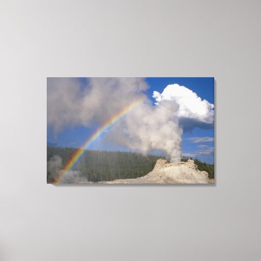 Kasteel Geyser met regenboog, Yellowstone National Canvas Afdruk (Voorkant)