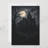 Kasteel Gotische Halloween Bruiloftsuitnodiging Kaart (Achterkant)