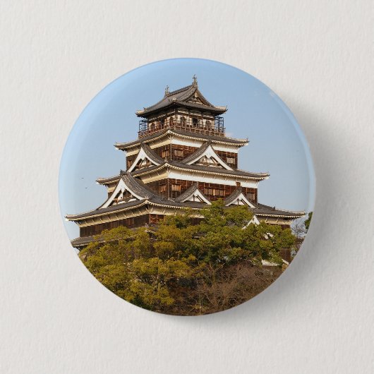 Kasteel Hiroshima 広島城, Hiroshima, Japan Ronde Button 5,7 Cm (Voorkant)