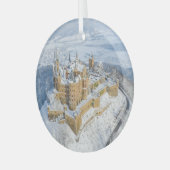 Kasteel Hohenzollern: besneeuwd Duitsland. Glas Ornament (Voorkant links)