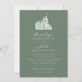 Kasteel Illustratie Calligrafie Naam Wijze Huwelij Kaart (Voorkant)