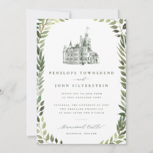 Kasteel Illustratie Groene Rand Trouw Kaart