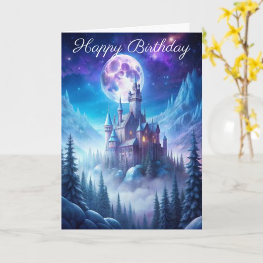 Kasteel in de Kaart van de winterverjaardag (Gele Bloem)