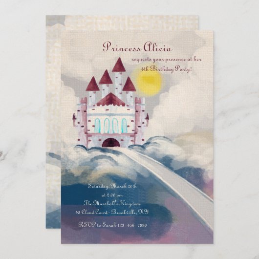 Kasteel in de wolken Uitnodiging (Voorkant / Achterkant)