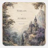 Kasteel in het bos bruiloft Sticker (Voorkant)