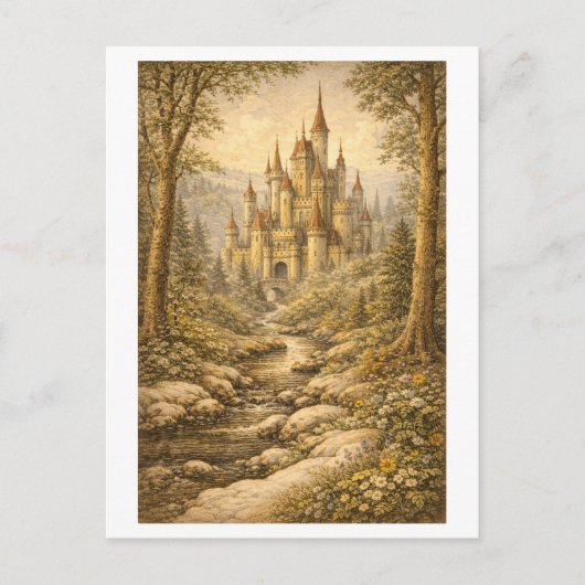 Kasteel in sprookjesstijl briefkaart (Voorkant)