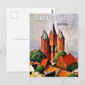 Kasteel Kalundborg, Denemarken. Oude reisposter Briefkaart (Voorkant / Achterkant)