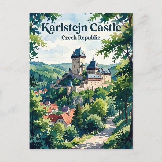 Kasteel Karlštejn Tsjechië Briefkaart (Voorkant)