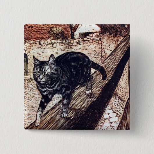 Kasteel Kat Rackham Illustratie Vierkante Button 5,1 Cm (Voorkant)