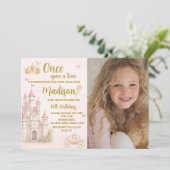 Kasteel & Kroon Prinses verjaardag uitnodiging (Staand voorkant)