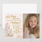Kasteel & Kroon Prinses verjaardag uitnodiging (Voorkant / Achterkant)