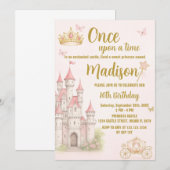 Kasteel & Kroon Prinses verjaardag uitnodiging (Voorkant / Achterkant)