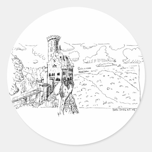 Kasteel Lichtenstein Ronde Sticker (Voorkant)
