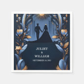 Kasteel Luxe Fuchsia Koninklijk Blauw Trouwfeest Servet (Voorkant)