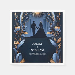 Kasteel Luxe Fuchsia Koninklijk Blauw Trouwfeest Servet