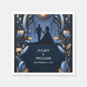 Kasteel Luxe Fuchsia Koninklijk Blauw Trouwfeest Servet