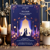 Kasteel Luxe Fuchsia Kroon Koninklijk Blauw Bruilo Kaart