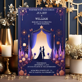 Kasteel Luxe Fuchsia Kroon Koninklijk Blauw Bruilo Kaart