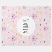 Kasteel Meisjes Pink Princess, regenboog, kroonpat Fleece Deken (Voorkant (Horizontaal))