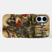 Kasteel met Schedel Junk Journal Pagina Case-Mate iPhone Case (Achterkant (horizontaal))