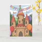 Kasteel met verjaardagshoed kaart (Gele Bloem)