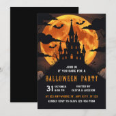 Kasteel met volle maan, nacht, vleermuis, Hallowee Kaart (Voorkant / Achterkant)