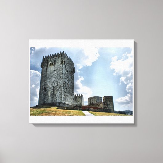 Kasteel Montalegre in Portugal Canvas Afdruk (Voorkant)