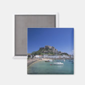 Kasteel Mount Orgueil en haven, Gorey, Jersey Magneet (Voorkant / Achterkant)