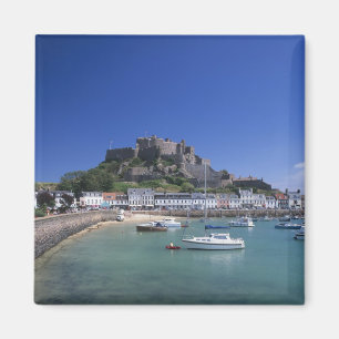 Kasteel Mount Orgueil en haven, Gorey, Jersey Magneet