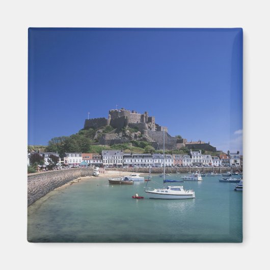 Kasteel Mount Orgueil en haven, Gorey, Jersey Magneet (Voorkant)