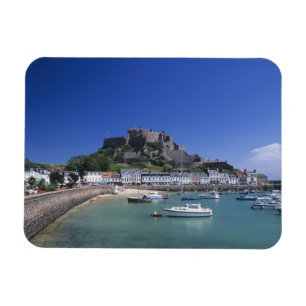 Kasteel Mount Orgueil en haven, Gorey, Jersey Magneet