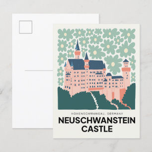 Kasteel Neuschwanstein Duitsland reizen bloemsierk Briefkaart