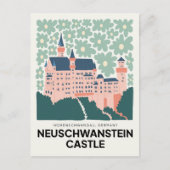 Kasteel Neuschwanstein Duitsland reizen bloemsierk Briefkaart (Voorkant)