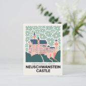 Kasteel Neuschwanstein Duitsland reizen bloemsierk Briefkaart (Staand voorkant)