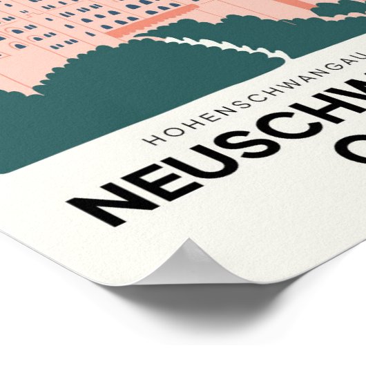 Kasteel Neuschwanstein Duitsland reizen bloemsierk Poster (Hoek)