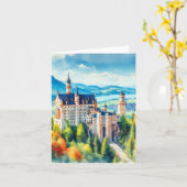 Kasteel Neuschwanstein Duitsland Waterverf Kaart (Gele Bloem)