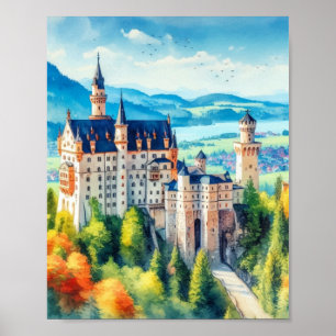 Kasteel Neuschwanstein Duitsland Waterverf Poster
