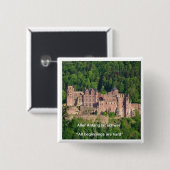 Kasteel Neuschwanstein Frankfurt & Duitse Quote Vierkante Button 5,1 Cm (Voorkant /achterkant)