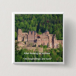 Kasteel Neuschwanstein Frankfurt & Duitse Quote Vierkante Button 5,1 Cm