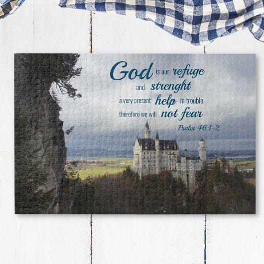 Kasteel Neuschwanstein, Psalm 46 1-2 20" x 30" Legpuzzel
