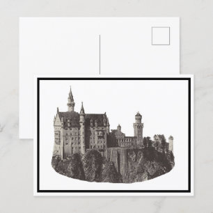 Kasteel Neuschwanstein Zwart-wit Art Foto Briefkaart