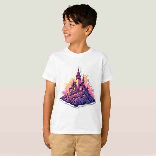 Kasteel op bergtop t-shirt (Voorkant volledig)