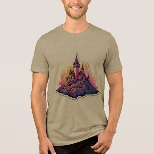 Kasteel op bergtop Tri-Blend shirt (Voorkant)
