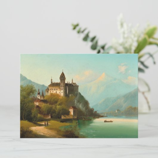 Kasteel op Mountain Lake | Johann Wilhelm Jankowsk (Staand voorkant)