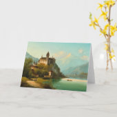 Kasteel op Mountain Lake | Johann Wilhelm Jankowsk Kaart (Gele Bloem)