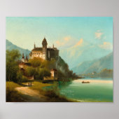 Kasteel op Mountain Lake | Johann Wilhelm Jankowsk Poster (Voorkant)